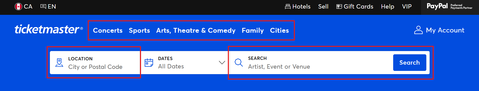 How do I search for an event - desktop view of .com search bar CA-EN.png