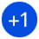 Une icône circulaire bleue affichant le texte blanc + 1.